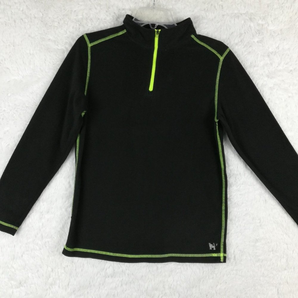 Mambo Australia Youth Jacket Fleece Black 1/4‎ Zip Neon Yellow Long Sleeve XL 18